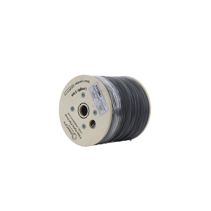 Carrete de 2 km de Fibra Óptica Drop Plana, Interior/Exterior G.657A2 Monomodo de 2 Hilos (Bifibra), Dieléctrica,