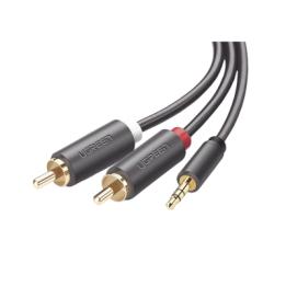 Cable Adaptador de 3.5mm Macho a 2 RCA Macho / 3 Metros (9.84 Pies) / Color Gris / Blindaje Múltiple / ABS / Alta