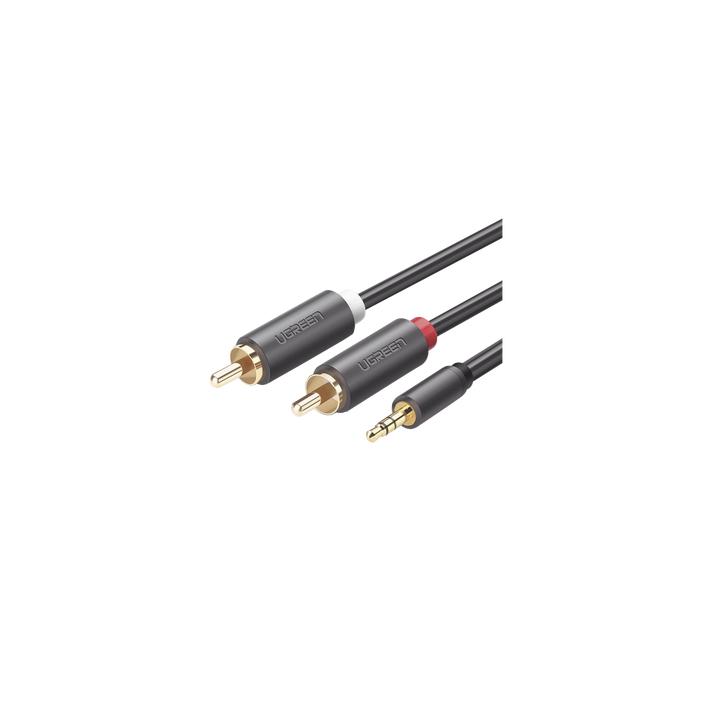 Cable Adaptador de 3.5mm Macho a 2 RCA Macho / 3 Metros (9.84 Pies) / Color Gris / Blindaje Múltiple / ABS / Alta