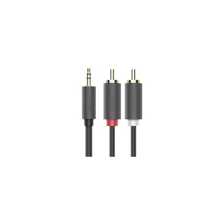 Cable Adaptador de 3.5mm Macho a 2 RCA Macho / 3 Metros (9.84 Pies) / Color Gris / Blindaje Múltiple / ABS / Alta
