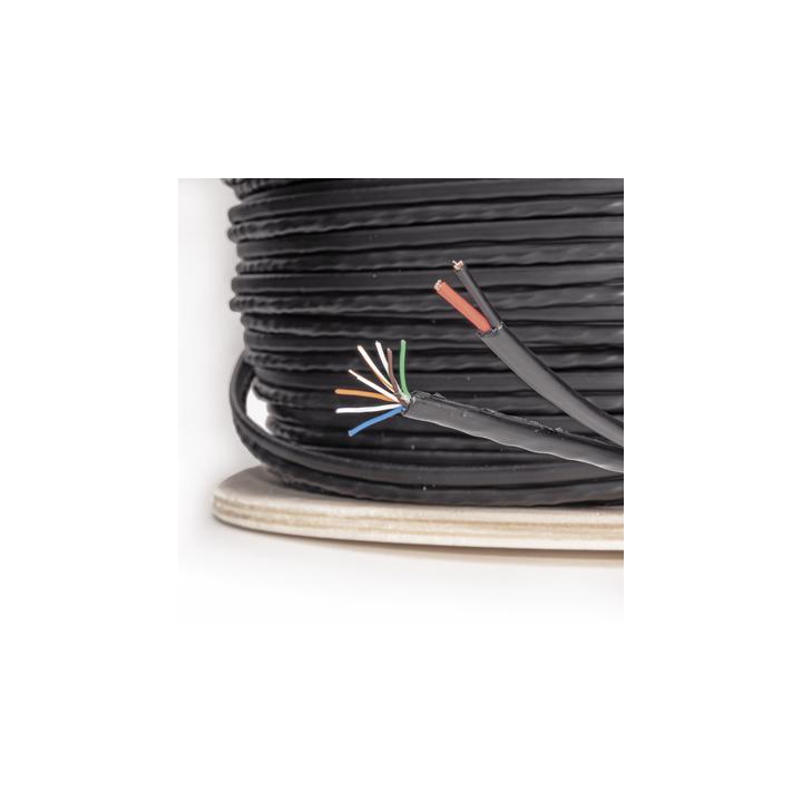 Bobina de Cable Siamés Cat5e CCA + 2 Cables Gruesos (16 AWG) para Alimentar Cámaras Más Lejos / 305 Metros (1000