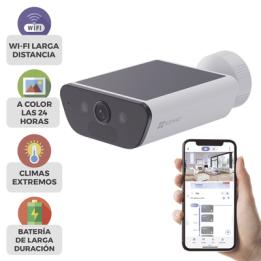 Camara de Bateria con Panel Solar Integrado / 4K Resolucion / WI-FI 6 / Vision Nocturna / Detección Humana y de