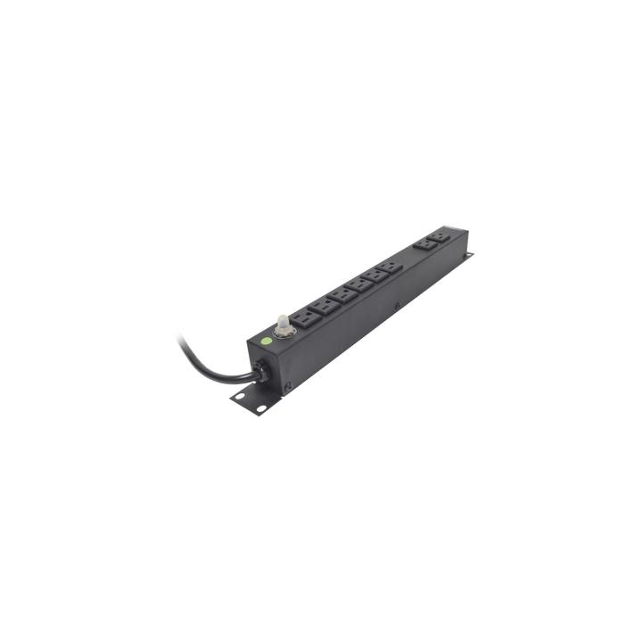 Multicontacto Horizontal (PDU) de 8 Contactos (NEMA 5-15R) Rack 19" 1UR. Voltaje Entrada/Salida: 120Vca/15A