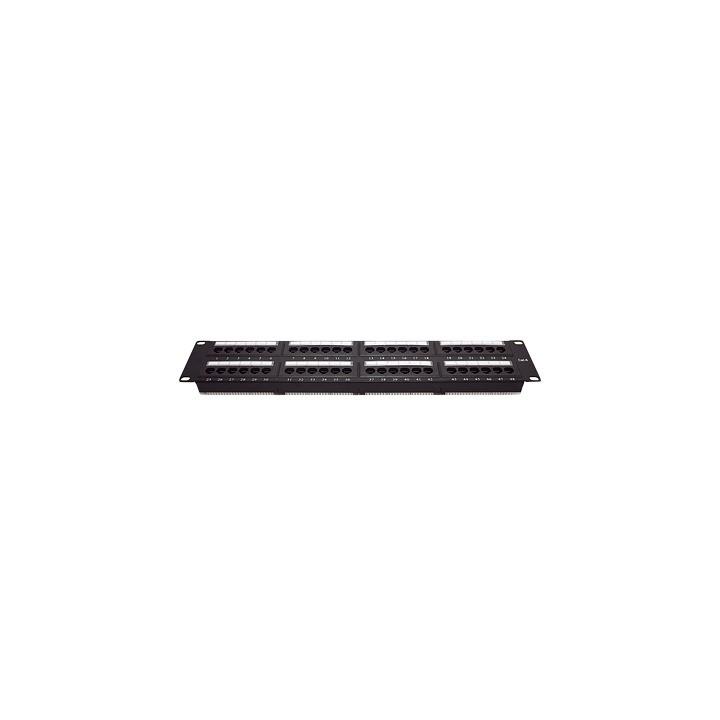 Panel de Parcheo de Impacto (110) UTP de 48 Puertos Cat6, 19 Pulgadas (48.26 cm), 2U, con Barra para Organizar Cable