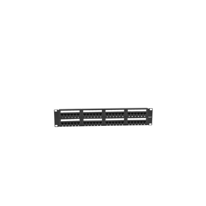 Panel de Parcheo de Impacto (110) UTP de 48 Puertos Cat6, 19 Pulgadas (48.26 cm), 2U, con Barra para Organizar Cable