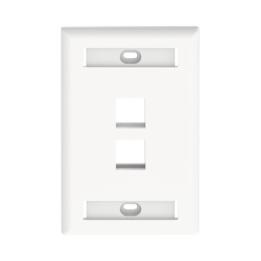 Placa de Pared Vertical, Salida Para 2 Puertos Keystone, Con Espacios Para Etiquetas, Color Blanco