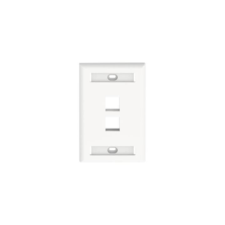 Placa de Pared Vertical, Salida Para 2 Puertos Keystone, Con Espacios Para Etiquetas, Color Blanco
