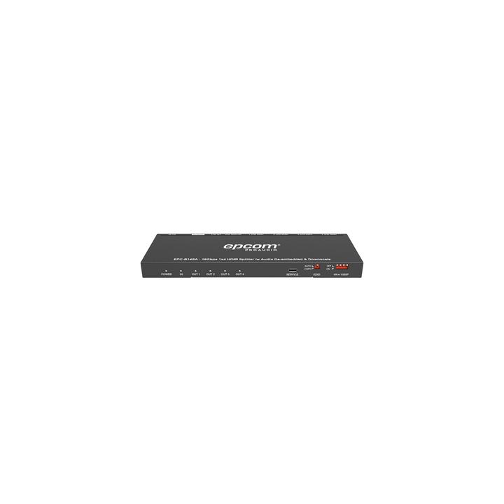 Splitter HDMI 1x4 | 1 Entrada a 4 salidas (Simultaneas) | 4K@60Hz | Extractor de Audio | Down Scaler | HDR  4:4:4 |