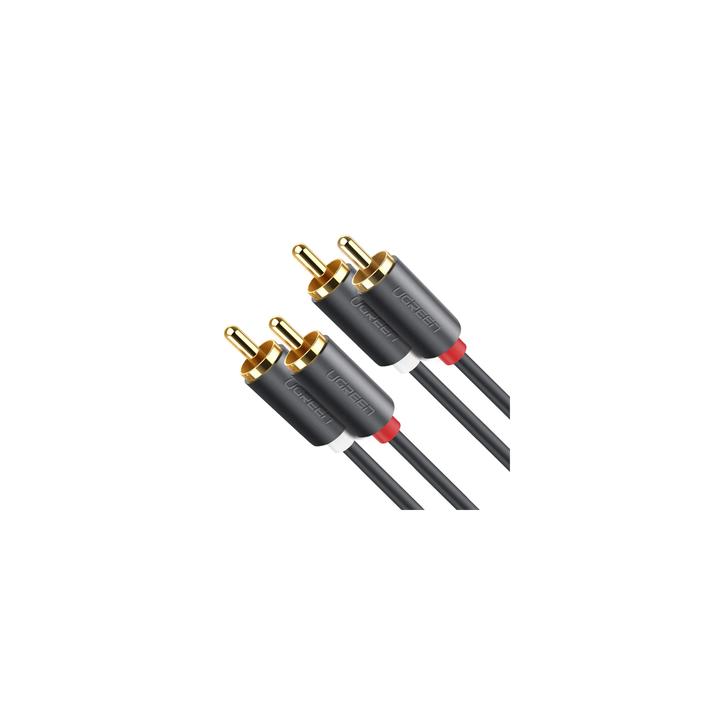Cable de Audio 2 RCA Macho a 2 RCA Macho / 3 Metros (9.84 Pies) / Color Negro / Alta Calidad / Anillos de Goma para