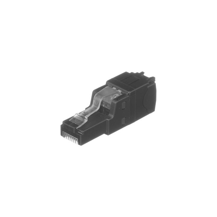 Plug RJ45 UTP, Instalación Recta, Terminación en Campo Certificable, Compatible con Cat5e, Cat6 y Cat6A, Color Negro