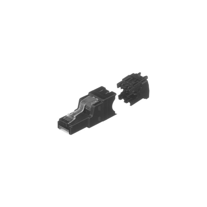 Plug RJ45 UTP, Instalación Recta, Terminación en Campo Certificable, Compatible con Cat5e, Cat6 y Cat6A, Color Negro