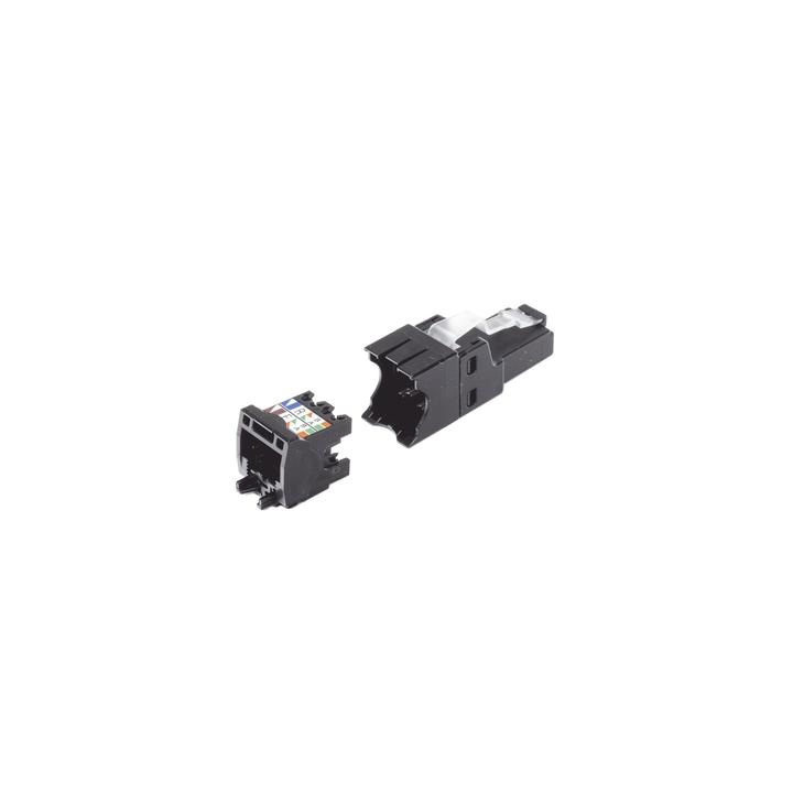Plug RJ45 UTP, Instalación Recta, Terminación en Campo Certificable, Compatible con Cat5e, Cat6 y Cat6A, Color Negro