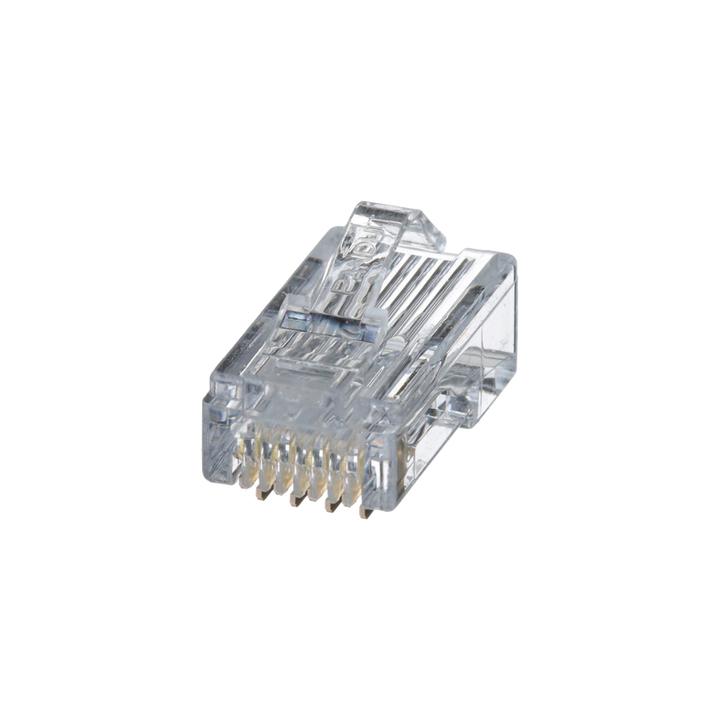 Plug RJ45 Cat5e, Para Cable UTP de Calibres 24-26 AWG, Chapado en Oro de 50 Micras, Paquete de 100 Piezas