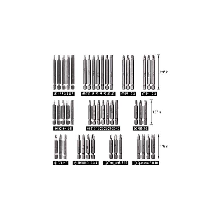 Juego de 208 Puntas para Taladro Entrada Hexagonal 1/4". Incluye Estuche.