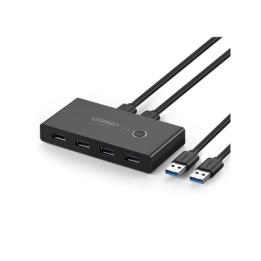 Conmutador USB para Compartir 4 Puertos USB 3.0 a 2 PC Ìs | Cambio Mediante Botón | Incluye Dos Cables USB de 1.5 m