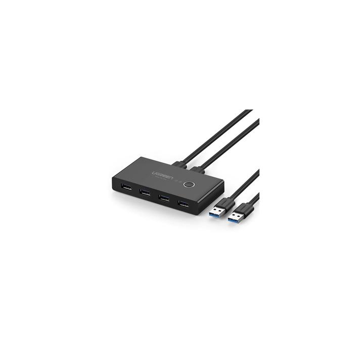 Conmutador USB para Compartir 4 Puertos USB 3.0 a 2 PC Ìs | Cambio Mediante Botón | Incluye Dos Cables USB de 1.5 m