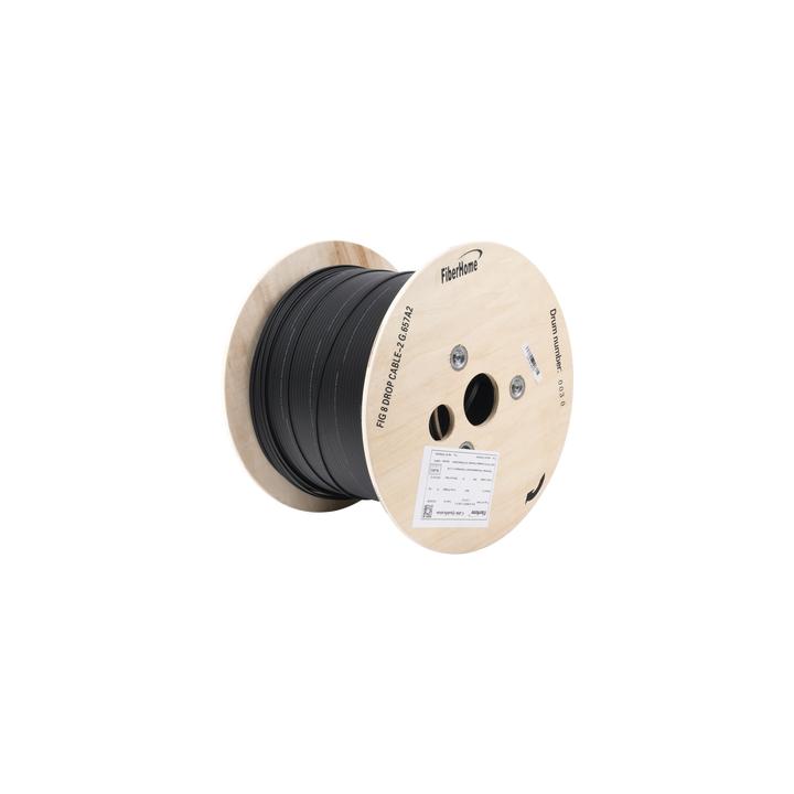 Carrete de 1 km de Fibra Óptica Aérea Mini Figura 8 G.657A2 Tipo Drop, Monomodo de 2 Hilos (Bifibra), Diseñada para