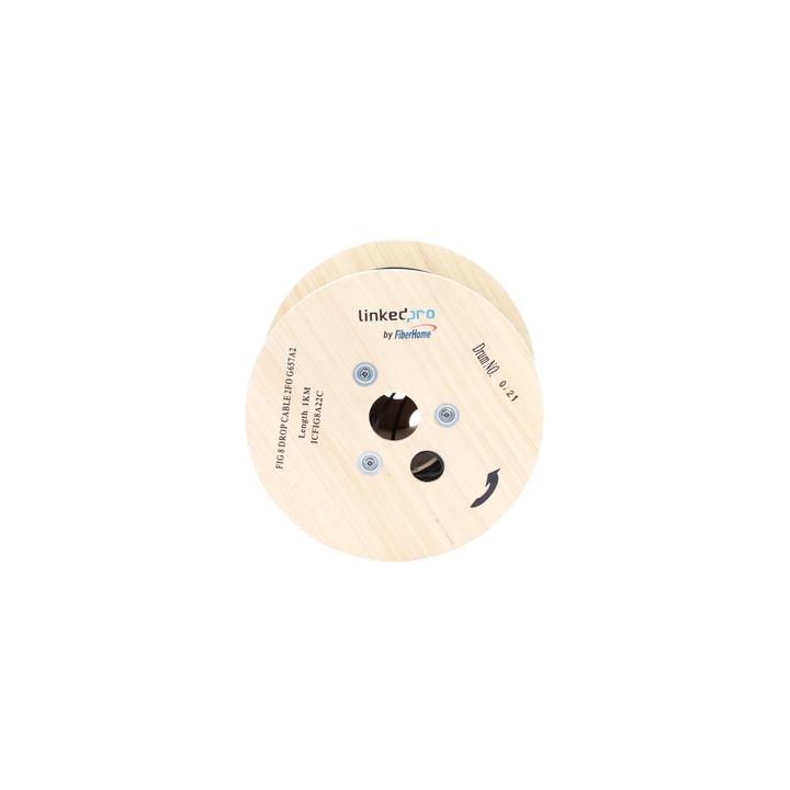Carrete de 1 km de Fibra Óptica Aérea Mini Figura 8 G.657A2 Tipo Drop, Monomodo de 2 Hilos (Bifibra), Diseñada para