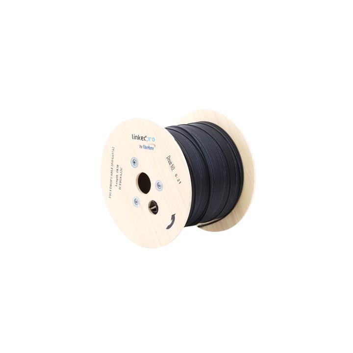 Carrete de 1 km de Fibra Óptica Aérea Mini Figura 8 G.657A2 Tipo Drop, Monomodo de 2 Hilos (Bifibra), Diseñada para
