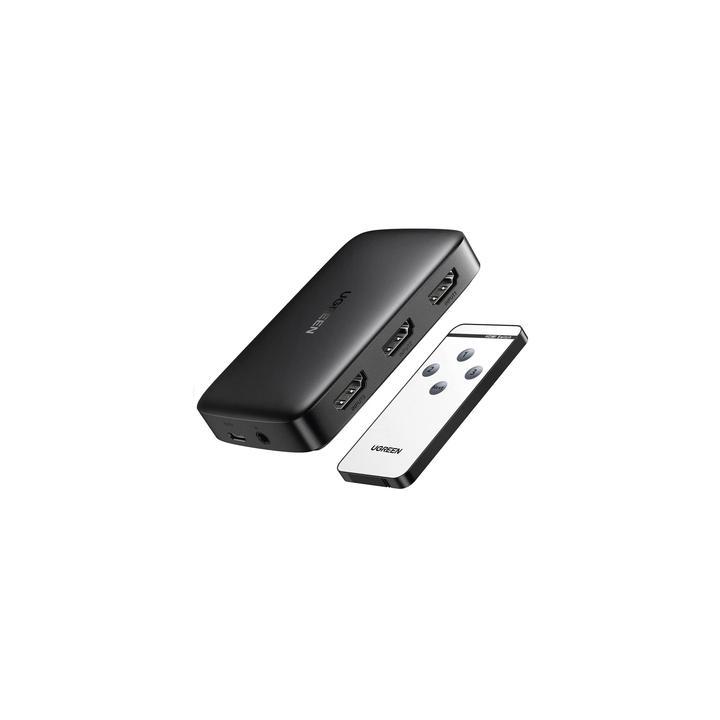 Conmutador HDMI (Switch) 4K@30Hz | 3 Entradas a 1 Salida | 3D | Transmisión Estable | Incluye Control Remoto |