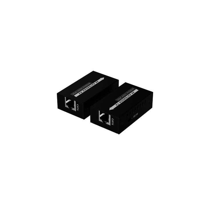 Kit extensor HDMI de tamaño mini | 4K60Hz a  60 metros | Solo requiere alimentación TX |  Sobre CAT6/CAT6A/CAT7 |