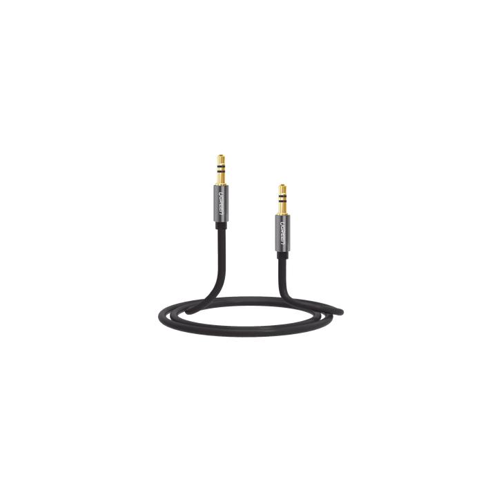 Cable Auxiliar 5 Metros / Conector 3.5mm a 3.5mm / Macho a Macho / Cubierta de TPE / Carcasa de Aluminio / Color Negro