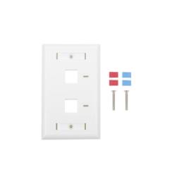 Placa de Pared de 2 Puertos, Keystone, con Espacio para Etiqueta, Color Blanco