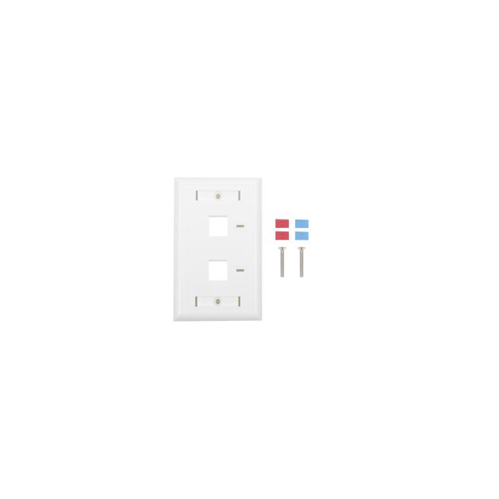 Placa de Pared de 2 Puertos, Keystone, con Espacio para Etiqueta, Color Blanco