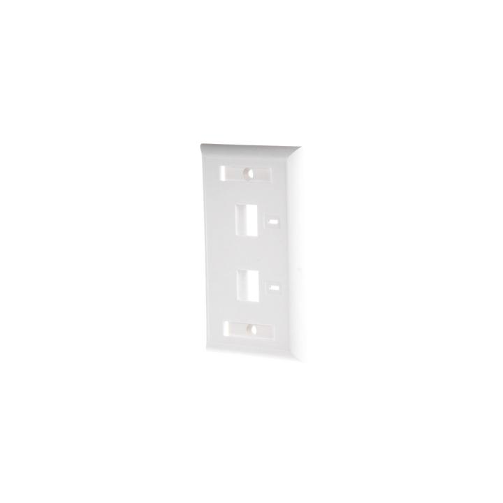 Placa de Pared de 2 Puertos, Keystone, con Espacio para Etiqueta, Color Blanco