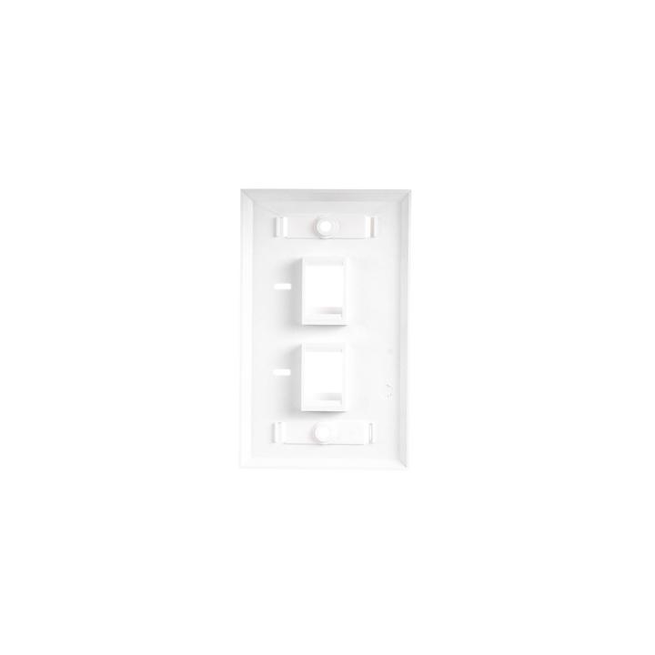 Placa de Pared de 2 Puertos, Keystone, con Espacio para Etiqueta, Color Blanco