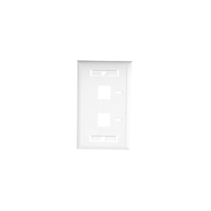 Placa de Pared de 2 Puertos, Keystone, con Espacio para Etiqueta, Color Blanco