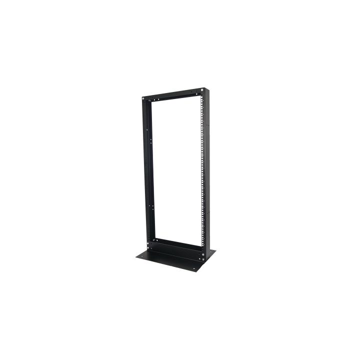 Rack de 2 Postes, Estándar 19", 24 Unidades, Fabricado en Acero, Base "L" para Anclar a Piso.