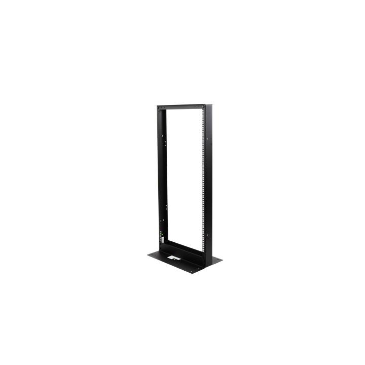Rack de 2 Postes, Estándar 19", 24 Unidades, Fabricado en Acero, Base "L" para Anclar a Piso.