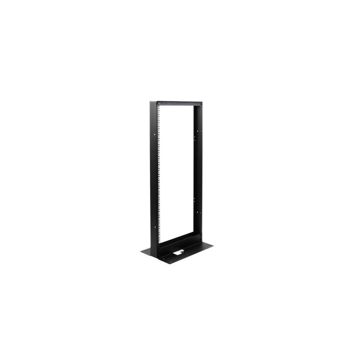 Rack de 2 Postes, Estándar 19", 24 Unidades, Fabricado en Acero, Base "L" para Anclar a Piso.