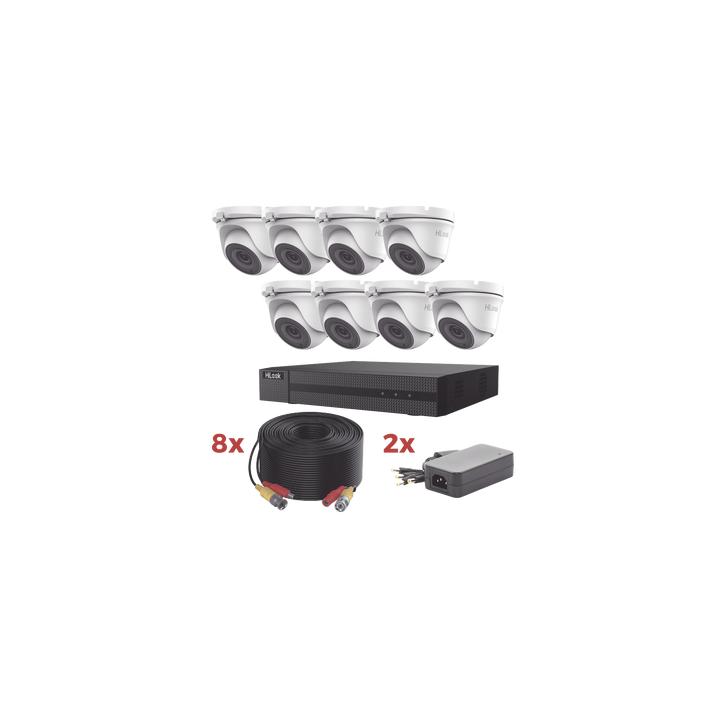 Kit TurboHD / DVR 8 Canales 1080p Lite / 8 Cámaras turret 1080p metalicas / 8 cables de 20 metros / 2 fuentes de 4