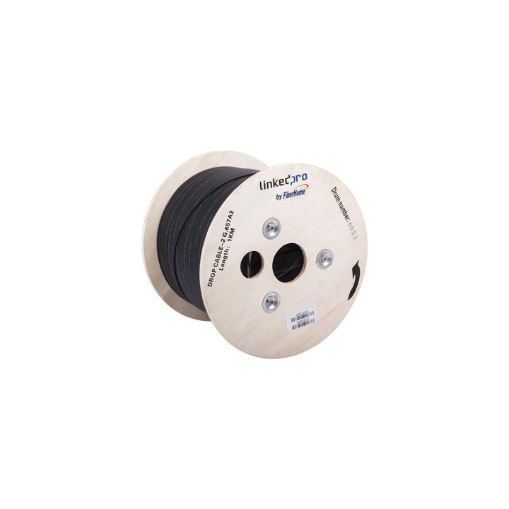 Carrete de 1 km de Fibra Óptica Drop, Interior/Exterior G.657A2 Monomodo de 2 Hilos (Bifibra), Diseñada para