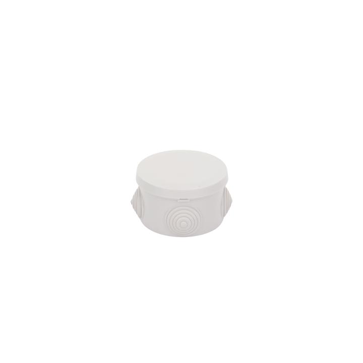 Caja Derivación-Conexión de Plástico Circular con 4 Glándulas de Goma (70 diámetro X 48 alto mm). Para